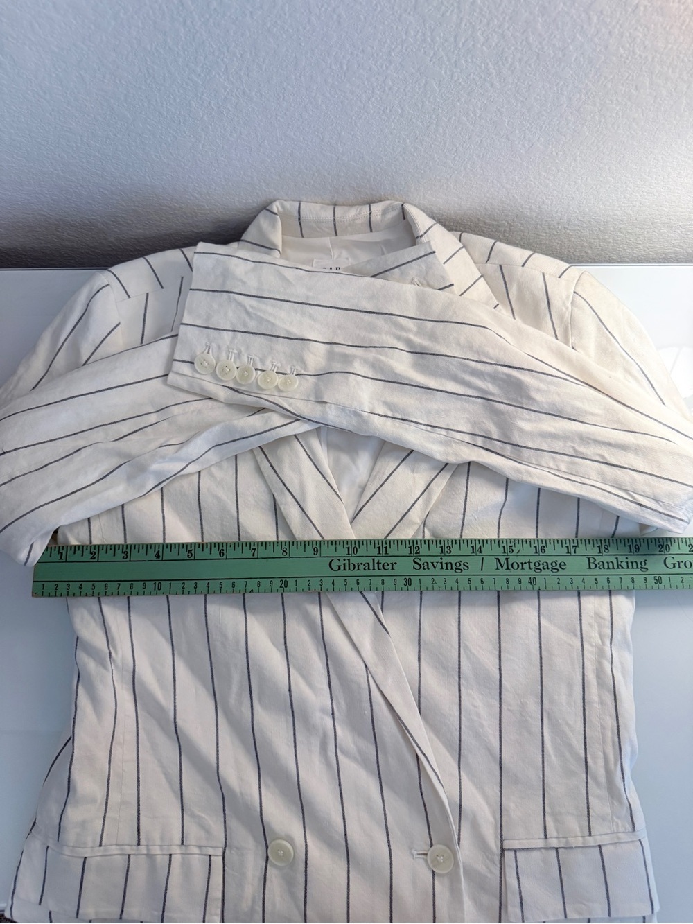 GAP Women's Cream Blazer with Black Pinstripes Size 12 TALL NWT - Picture 4 of 6